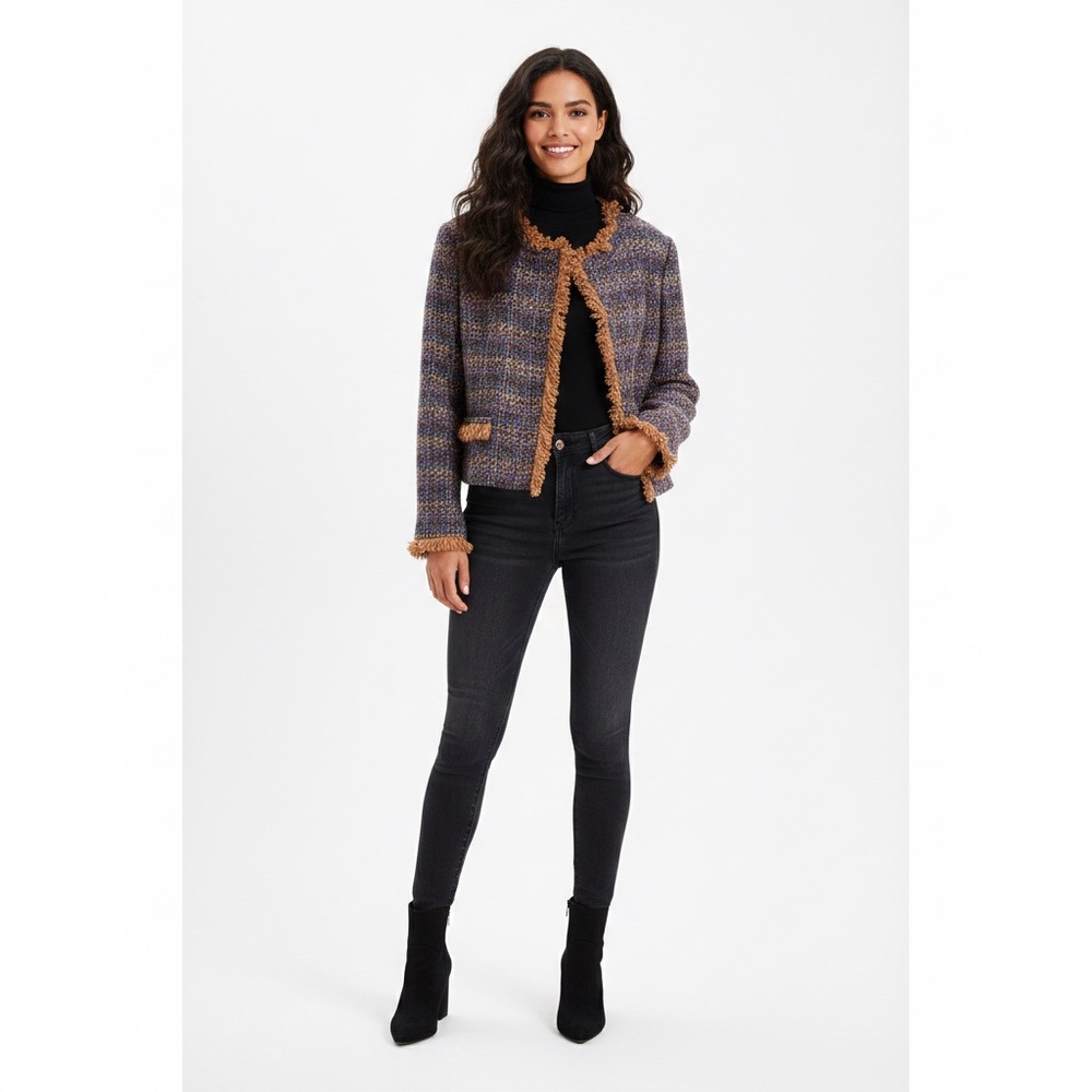 Jessica London Multicolor Tweed Blazer with Fringe - Picture 2 of 13